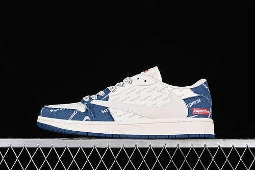 【360】[LJ5188-001]-[TRAVIS SCOTT X FRAGMENT DESIGN AIR JORDAN 1 LOW OG SP WHITE/GREY/BLUE]-[36-45]