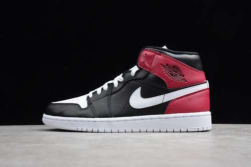 【360】[BQ6472-016]-[AIR JORDAN 1 MID BLACK/WHITE-NOBLE RED]-[WOMAN:36-39]-[MAN:40-46]