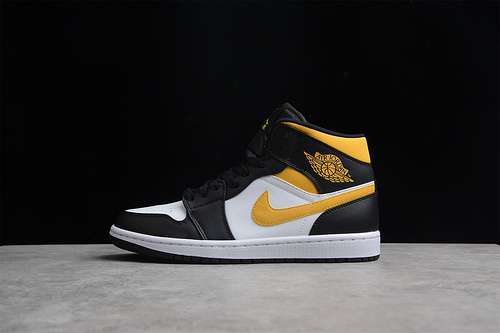 【340】[554724-177]-[GZ AIR JORDAN 1 MID WHITE/POLLEN/BLACK]-[WOMAN:36-39]-[MAN:40-46]