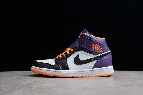 【340】[554724-117]-[GZ AIR JORDAN 1 MID PHOENIX SUNS WHITE/BRIGHT CITRUS-COURT PURPLE-BLACK]