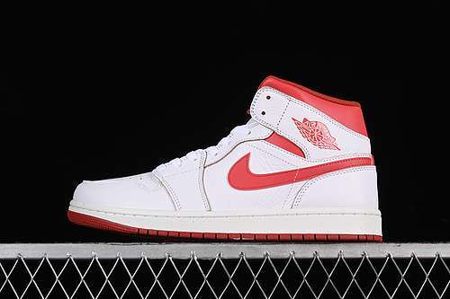 【340】[FJ3458-160]-[AIR JORDAN 1 MID WHITE/LOBSTER/DUNE RED/SAIL/VACHETTA TAN]-[MAN:40-46]
