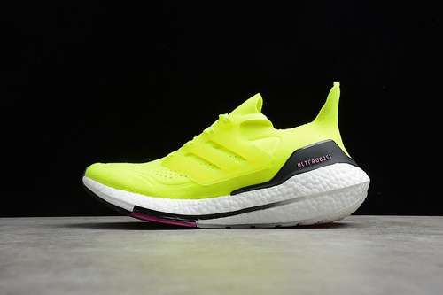 【300】[FV0547]-[ULTRA BOOST 21 SHOES CLOUD WHITE/FLUORESCENT GREEN-CORE BLACK]-[UNISEX:36-45]
