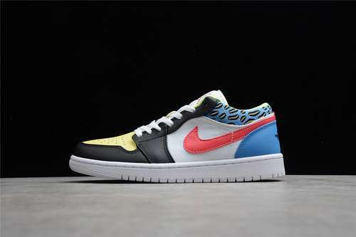【300】[DH5927-006]-[AIR JORDAN 1 LOW GS FUNKY PATTERNS BLACK/LIGHT FUSION RED/WHITE/COAST]