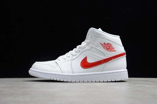 【340】[BQ6472-106]-[AIR JORDAN 1 MID WHITE/WHITE/UNIVERSITY RED]-[WOMAN:36-39]-[MAN:40-47]