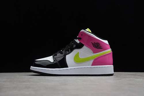【360】[CZ9835-100]-[AIR JORDAN 1 MID SE GS CYBER ACTIVE FUCHSIA PINK/WHITE/YELLOW-BLACK]-[35.5-39]