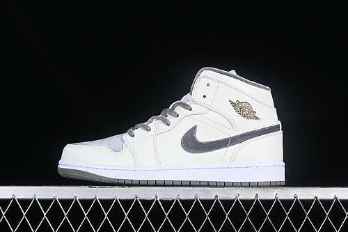 【300】[FB9899-100]-[AIR JORDAN 1 MID SE GS PEWTER VELVET TOE SAIL/METALLIC GOLD/FLAT PEWTER]