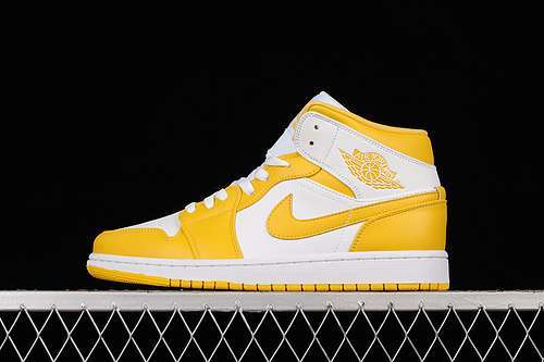 【340】[BQ6472-117]-[AIR JORDAN 1 MID POLLEN WHITE/UNIVERSITY GOLD/WHITE]-[WOMAN:36-39]-[MAN:40-46]