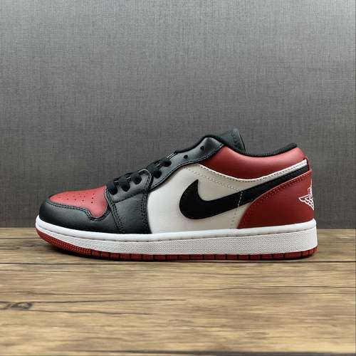 【280】[553558-612]-[AIR JORDAN 1 LOW BRED TOE WHITE/BLACK/UNIVERSITY RED]-[WOMAN:36-39]-[MAN:40-47.5]