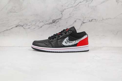 【200】[DA4659-001]-[AIR JORDAN 1 LOW BRUSHSTROKE SWOOSH BLACK/RED/WHITE]-[WOMAN:36-39]-[MAN:40-46]