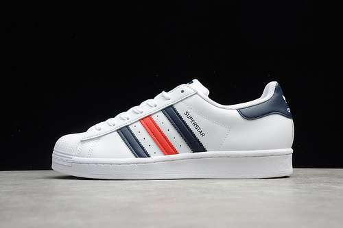 【260】[FX2823]-[SUPERSTAR SHOES WHITE/NAVY BLUE-RED]-[WOMAN:35.5-39]-[MAN:40-45]