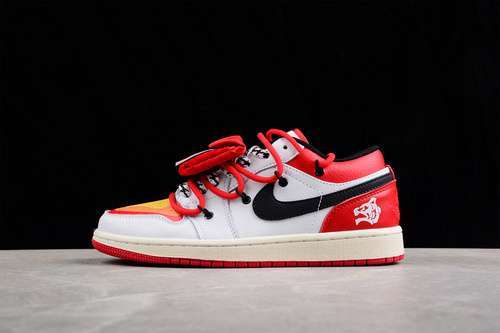 【300】[553558-186]-[AIR JORDAN 1 LOW VIBE GREY/RED/BLACK-ORANGE]-[WOMAN:36-39]-[MAN:40-45]