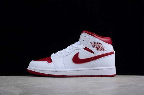 【340】[BQ6472-161]-[AIR JORDAN 1 MID WHITE/POMEGRANATE/WHITE]-[WOMAN:36-39]-[MAN:40-46]