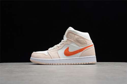 【340】[DA8009-108]-[GZ AIR JORDAN 1 MID GS CORDUROY SAIL/ORANGE QUARTZ/WHITE]-[UNSIEX:36-47]