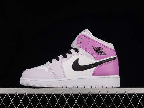【340】[DQ8423-501]-[AIR JORDAN 1 MID GS BARELY GRAPE/BLACK-WHITE-RUSH FUCHSIA]-[WOMAN:35.5-40]