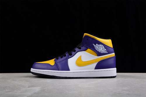 【320】[DQ8426-517]-[AIR JORDAN 1 MID LAKERS DARK CONCORD/TAXI-WHITE-BLACK]-[WOMAN:36-39]-[MAN:40-46]