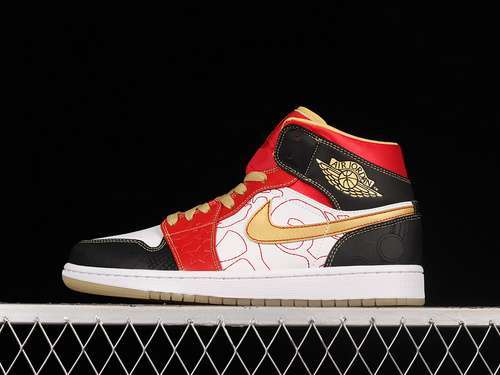 【340】[DV0576-176]-[AIR JORDAN 1 MID SE GC XQ 2022 WHITE/GOLD DUST/SPORT RED]-[WOMAN:36-46]