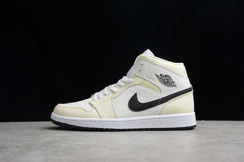 【340】[BQ6472-121]-[CJ AIR JORDAN 1 MID COCONUT MILK/BLACK-SUMMIT WHITE-WHITE]-[WOMAN:36-39]