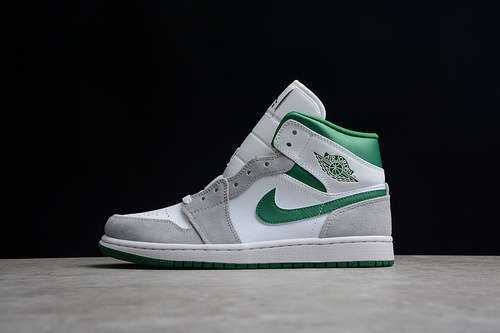 【360】[DC7294-103]-[AIR JORDAN 1 MID SE WHITE/LIGHT SMOKE GREY/PINE GREEN]-[WOMAN:36-39]-[MAN:40-46]
