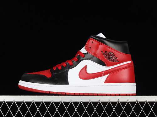 【360】[BQ6472-079]-[AIR JORDAN 1 MID ALTERNATE BRED TOE RED/BLACK/WHITE]-[WOMAN:35.5-39]-[MAN:40-46]