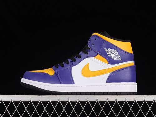 【340】[DQ8426-517]-[AIR JORDAN 1 MID LAKERS DARK CONCORD/TAXI/WHITE/BLACK]-[MAN:40-46]