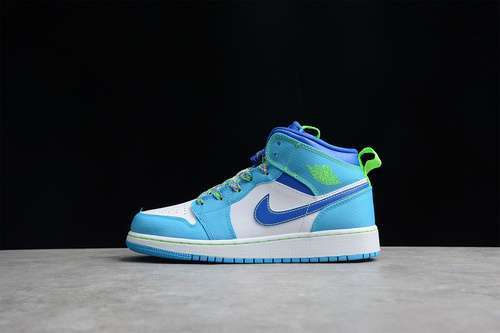 【340】[DA8010-400]-[CJ AIR JORDAN 1 MID SE GS SPRITE DARK POWDER BLUE/RACER BLUE/GREEN STRIKE]