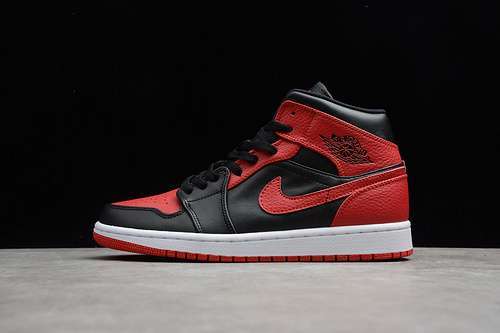 【340】[554724-074]-[AIR JORDAN 1 MID BRED BLACK/BLACK/RED]-[WOMAN:36-39]-[MAN:40-45]