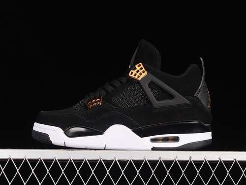 【340】[308497-032]-[AIR JORDAN 4 RETRO ROYALTY BLACK/METALLIC GOLD-WHITE]-[WOMAN:36-39]-[MAN:40-48]