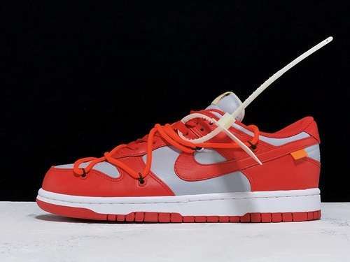 [CT0856-600]-[PLUS OFF-WHITE X DUNK LOW UNIVERSITY RED/WOLF GREY]-[UNISEX:36-46]