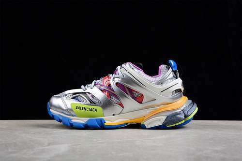 【580】[BA*LEN*CIAGA TRACK 3.0 SNEAKERS SILVER/MULTI-COLOR]-[WOMAN:35-39]-[MAN:40-46]