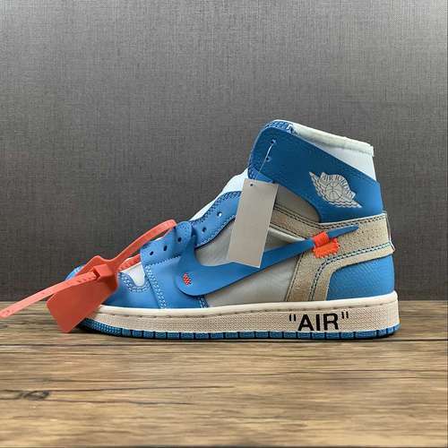 【400】[AQ0818-148]-[OW X AIR JORDAN 1 RETRO HIGH OG UNC WHITE/DARK POWDER BLUE-CONE]-[UNISEX:36-47.5]