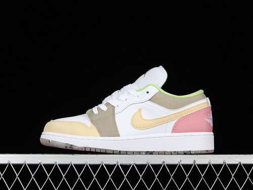 【320】[DJ0341-100]-[AIR JORDAN 1 LOW SE GS PASTEL GRIND WHITE/WHITE/VIVID GREEN]-[WOMAN:35.5-40]