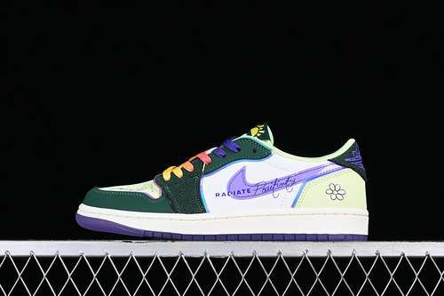 【360】[FD9665-351]-[AIR JORDAN 1 LOW DOERNBECHER GORGE GREEN/COURT PURPLE/WHITE/BARELYVOLT/SAIL]