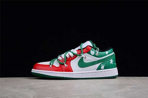 【340】[553558-129]-[AIR JORDAN 1 LOW CHRISTMAS WHITE/LUCKY GREEN/RED]-[WOMAN:36-39]-[MAN:40-46]