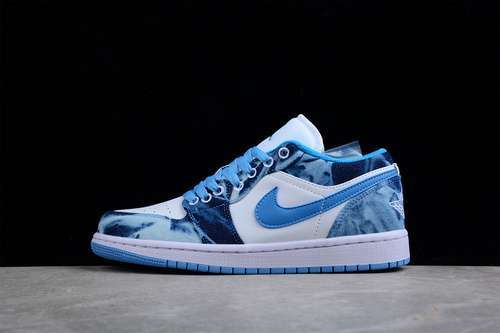 【300】[DM8947-100]-[AIR JORDAN 1 LOW GS WASHED DENIM WHITE/WHITE-DUTCH BLUE]-[UNSIEX:36-46]