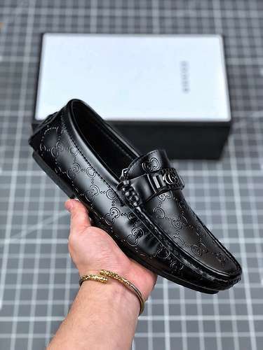 【310】[GU*CCI LEATHER SHOES BLACK/BLACK/BLACK]-[MAN:38-44]