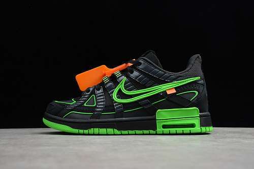 【580】[CU6015-001]-[OW X AIR RUBBER DUNK BLACK/WHITE-GREEN STRIKE]-[WOMAN:36-39]-[MAN:40-47]