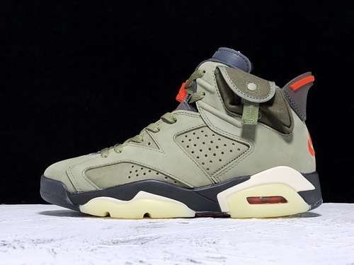 [CN1084-200]-[PK TRAVIS SCOTT X AIR JORDAN 6 MEDIUM OLIVE/BLACK/UNIVERSITY RED]