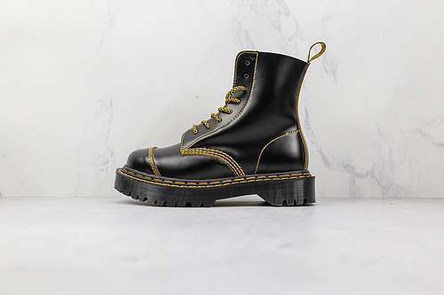 【400】[DR. MARTENS HIGH BOOTS BLACK/BLACK/YELLOW]-[WOMAN:35-39]-[MAN:40-44]