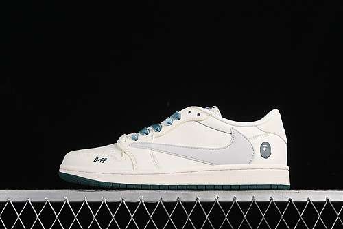 【360】[XY2688-100]-[TRAVIS SCOTT X FRAGMENT DESIGN X AIR JORDAN 1 LOW BAPE WHITE/GREY/GREEN]-[36-45]