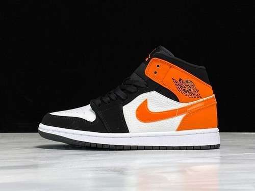 【340】[554724-058]-[AIR JORDAN 1 MID BLACK/WHITE-STARFISH]-[UNISEX:36-47.5]
