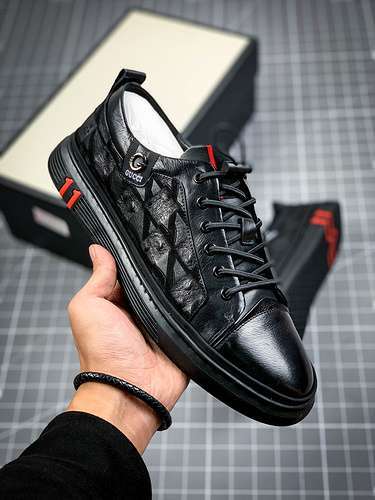 【450】[GU*CCI LOW SHOES BLACK/BLACK/RED]-[MAN:38-45]