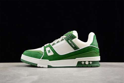 【630】[LOUIS VUITTON TRAINER SNEAKER LOW L*V WHITE/GREEN]-[WOMAN:35-39]-[MAN:40-45]