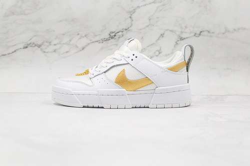 【280】[DD9676-100]-[SB DUNK LOW DISRUPT WHITE/WHITE/METALLIC GOLD]-[WOMAN:36-39]-[MAN:40-44]