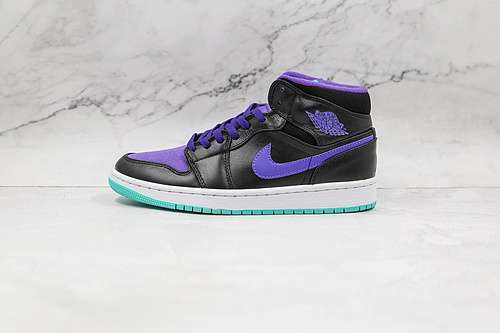 【340】[554724-015]-[AIR JORDAN 1 MID BLACK/GRAPE ICE-EMERALD]-[WOMAN:36-39]-[MAN:40-46]