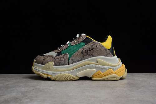 【550】[GU*CCI X BA*LEN*CIAGA TRIPLE S SNEAKERS GREY/MULTI-COLOR]-[WOMAN:35-39]-[MAN:40-46]