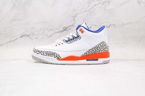 【480】[136064-148]-[AIR JORDAN 3 RETRO KNICKS WHITE/OLD ROYAL-UNIVERSITY ORANGE-TECH GREY]-[40-47]