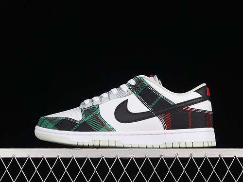 【380】[DV0827-100]-[SB DUNK LOW PLAID WHITE/WHITE/UNIVERSITY RED/BLACK]-[WOMAN:36-39]-[MAN:40-47.5]