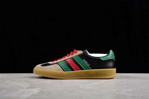 【250】[GU*CCI X GAZELLE SHOES CORE BLACK/GREEN/BROWN-RED]-[WOMAN:35-39]-[MAN:40-45]
