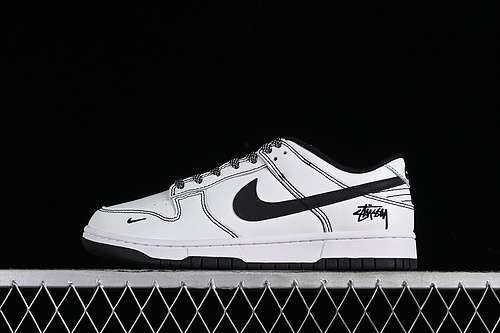 【360】[FC1688-137]-[STUSSY DUNK LOW SB WHITE/BLACK]-[WOMAN:36-39]-[MAN:40-45]