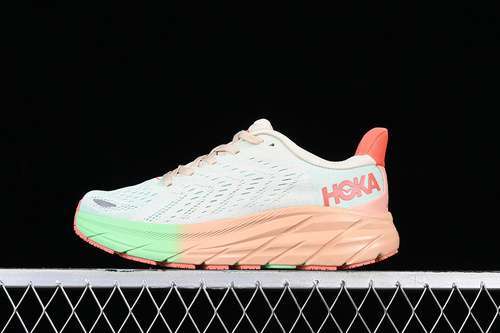 【250】[1119394 SGAS]-[HOKA ONE ONE CLIFTON 8 WHITE/GREEN/ORANGE]-[WOMAN:36-39]-[MAN:40-45]